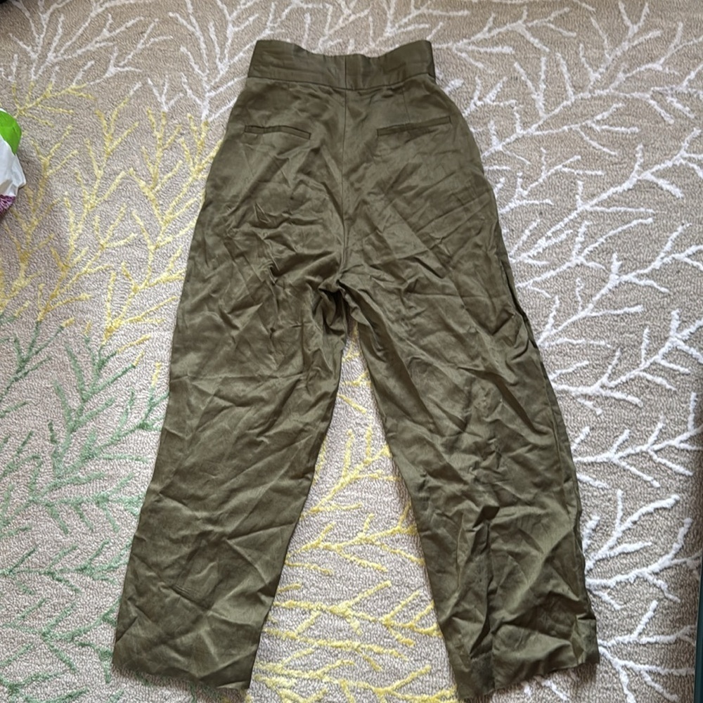 Sandro Paris high waist wide leg pleated olive pants 38 - Picture 4 of 7